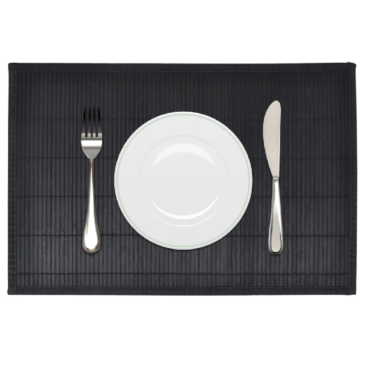 242109 6 Bamboo Placemats 30 x 45 cm Black