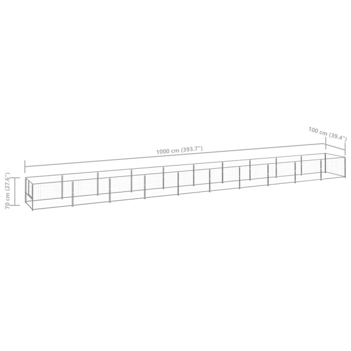 Voljeras šunims, sidabrinės spalvos, 10m², plienas