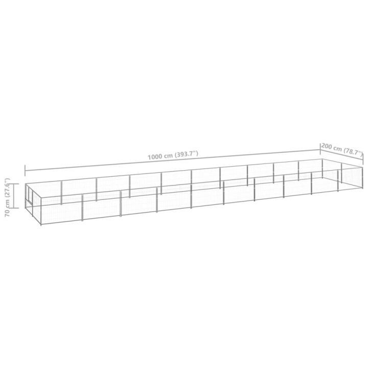 Voljeras šunims, sidabrinės spalvos, 20m², plienas