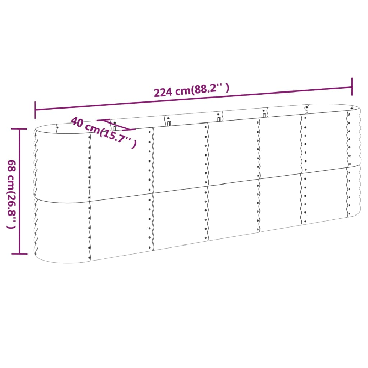 Sodo lovelis, pilkas, 224x40x68cm, plienas