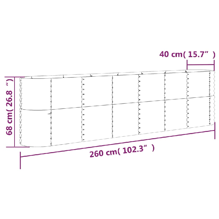 Sodo lovelis, antracito, 260x40x68cm, plienas