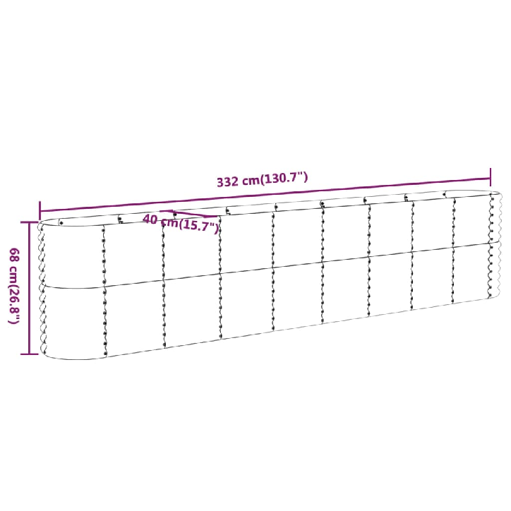 Sodo lovelis, pilkas, 332x40x68cm, plienas