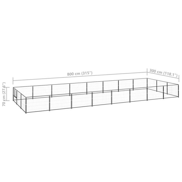 Voljeras šunims, juodos spalvos, 24m², plienas