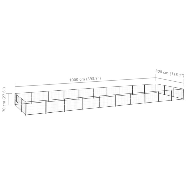 Voljeras šunims, juodos spalvos, 30m², plienas