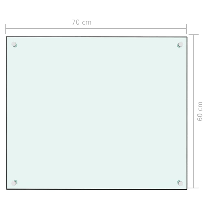 Virtuvės sienelė, baltos spalvos, 70x60 cm, grūdintas stiklas