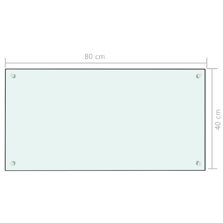 Virtuvės sienelė, baltos spalvos, 80x40 cm, grūdintas stiklas