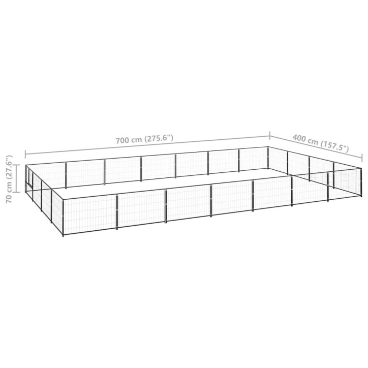 Voljeras šunims, juodos spalvos, 28m², plienas