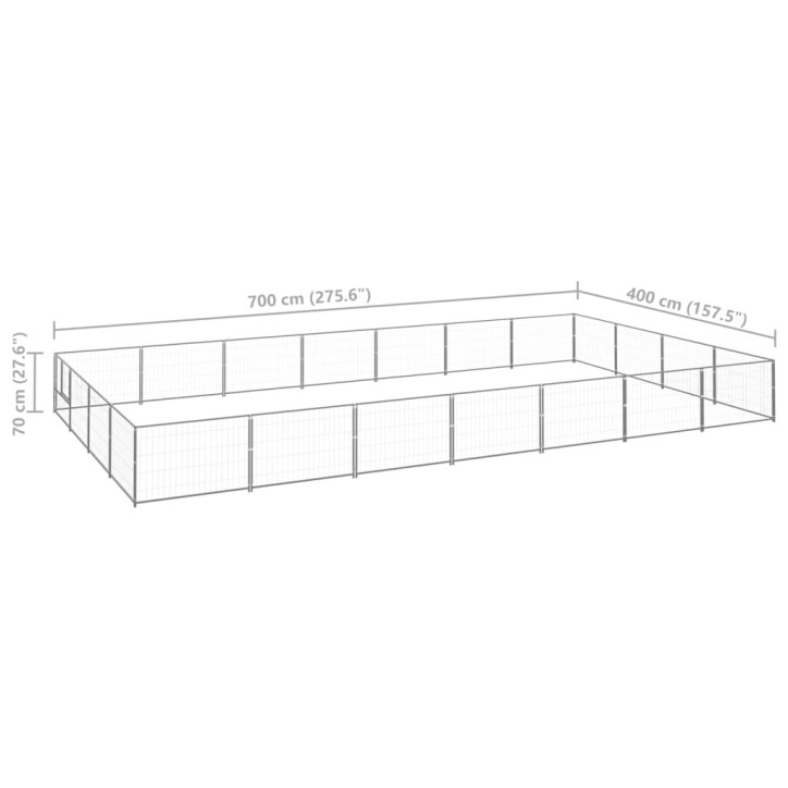 Voljeras šunims, sidabrinės spalvos, 28m², plienas