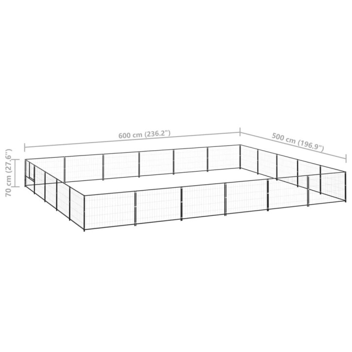 Voljeras šunims, juodos spalvos, 30m², plienas