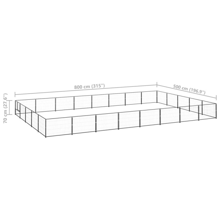 Voljeras šunims, juodos spalvos, 40m², plienas