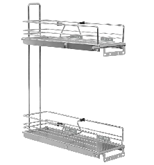 Vielinis virtuvės krepšys, sidabrinis, 47x15x54,5cm, 2 lentynos