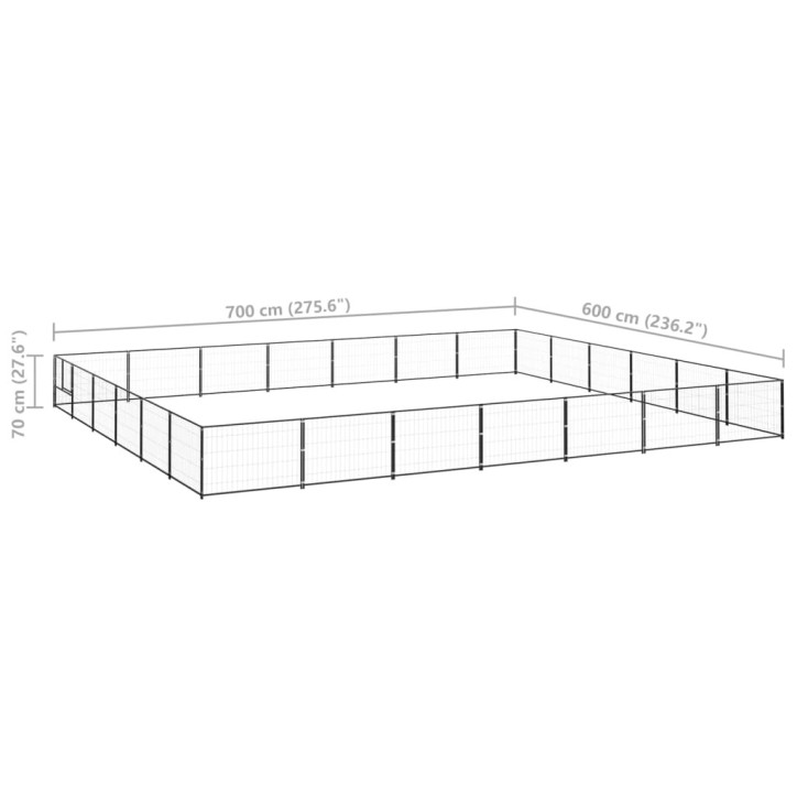 Voljeras šunims, juodos spalvos, 42m², plienas