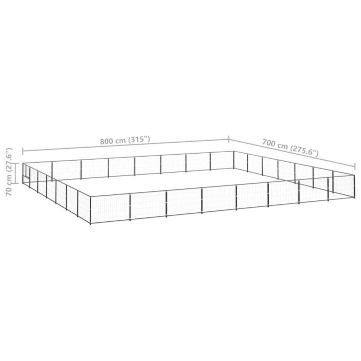 Voljeras šunims, juodos spalvos, 56m², plienas