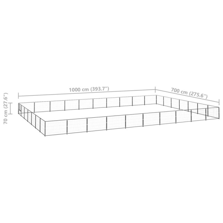 Voljeras šunims, juodos spalvos, 70m², plienas