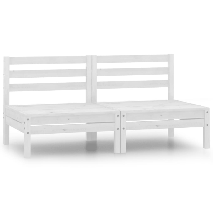 Dvivietė sodo sofa, balta, pušies medienos masyvas (806588)