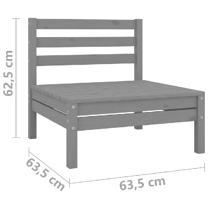 Dvivietė sodo sofa, pilka, pušies medienos masyvas (806589)