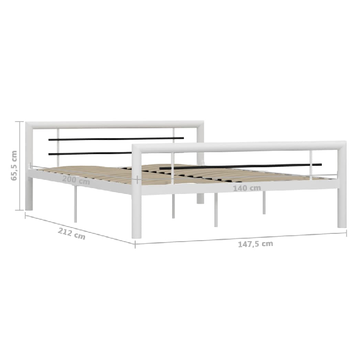 Lovos rėmas, baltos ir juodos spalvos, 140x200cm, metalas