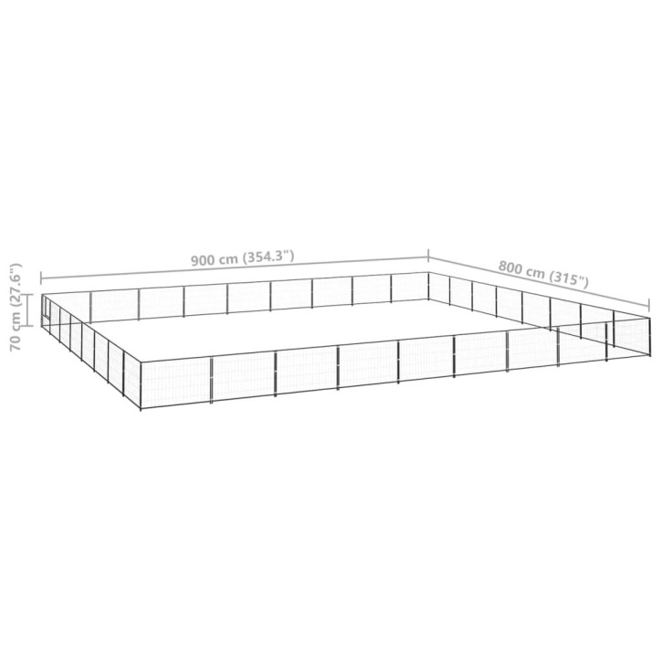 Voljeras šunims, juodos spalvos, 72m², plienas