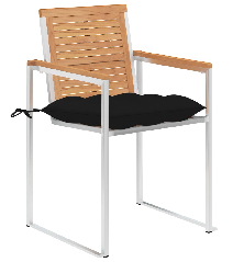 Sodo kėdės su pagalvėlėmis, 2vnt., tikmedžio masyvas ir plienas