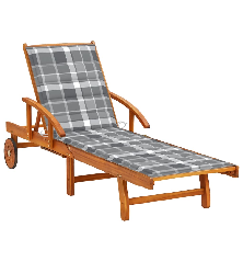 Sodo saulės gultas su čiužinuku, akacijos medienos masyvas
