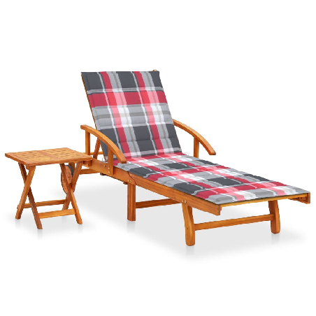 Sodo saulės gultas su čiužinuku ir stalu, akacijos masyvas