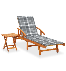 Sodo saulės gultas su stalu ir čiužinuku, akacijos masyvas