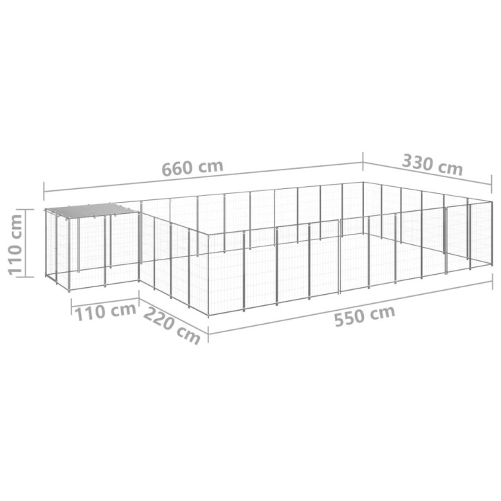 Voljeras šunims, sidabrinės spalvos, 19,36 m², plienas