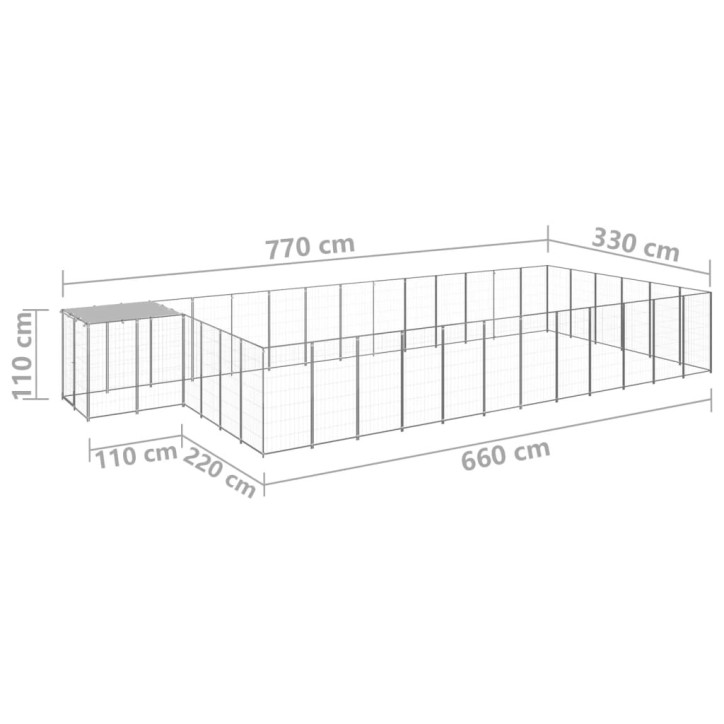 Voljeras šunims, sidabrinės spalvos, 22,99 m², plienas