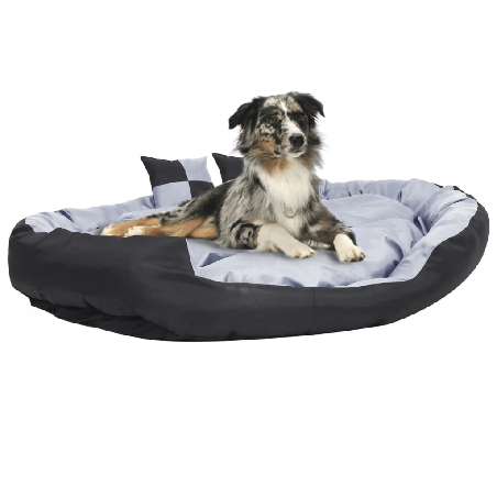 Dvipusė skalbiama pagalvė šunims, pilka ir juoda, 150x120x25cm