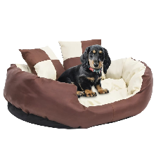 Dvipusė skalbiama pagalvė šunims, ruda ir kreminė, 85x70x20cm