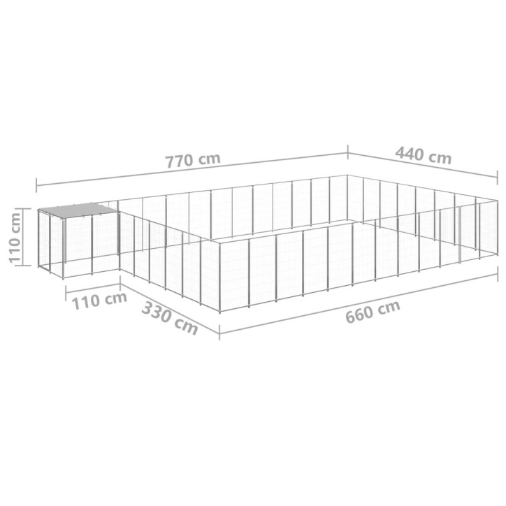 Voljeras šunims, sidabrinės spalvos, 30,25 m², plienas