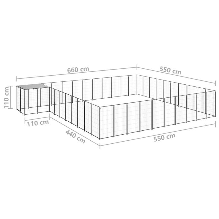 Voljeras šunims, juodos spalvos, 31,46m², plienas