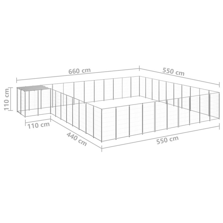 Voljeras šunims, sidabrinės spalvos, 31,46m², plienas