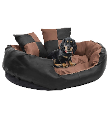 Dvipusė skalbiama pagalvė šunims, juoda ir ruda, 85x70x20cm