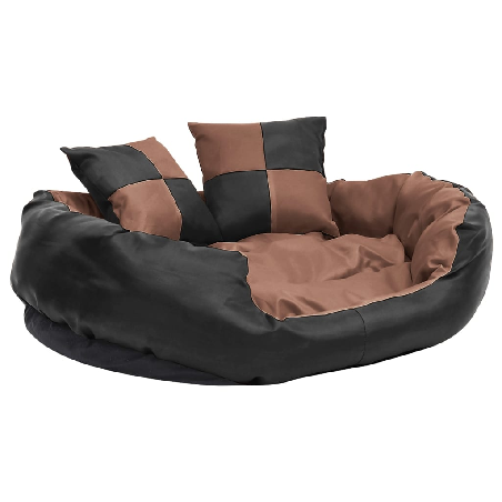 Dvipusė skalbiama pagalvė šunims, juoda ir ruda, 85x70x20cm