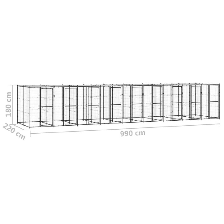 Lauko voljeras šunims su stogu, plienas, 21,78m²