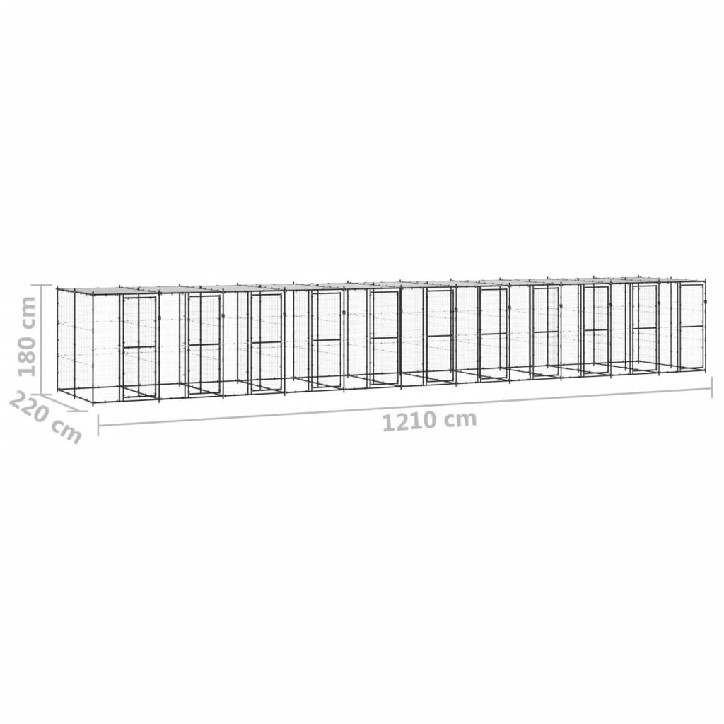 Lauko voljeras šunims su stogu, plienas, 26,62m²