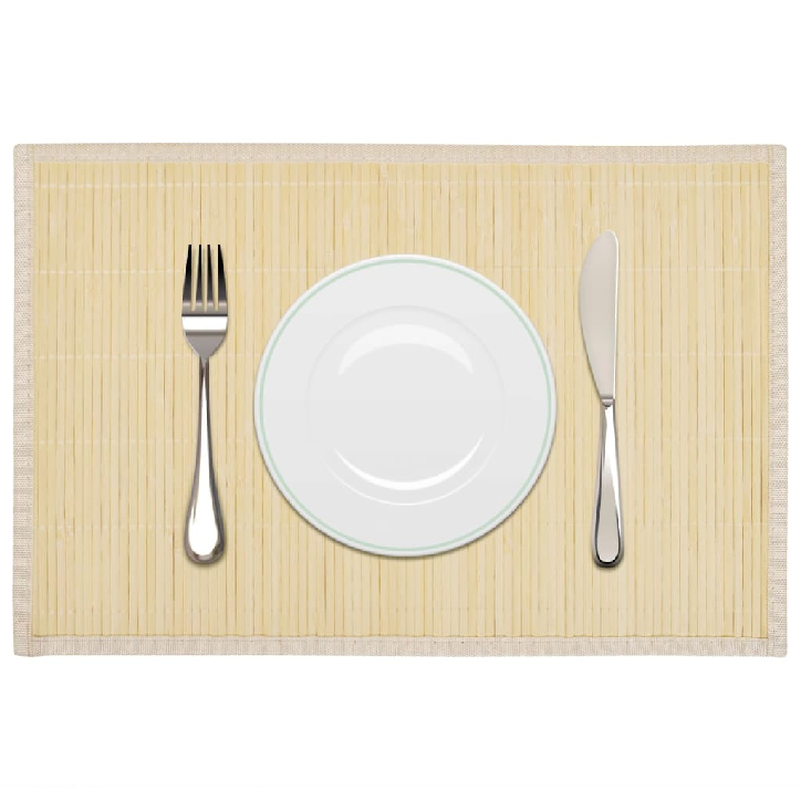 242107 6 Bamboo Placemats 30 x 45 cm Natural