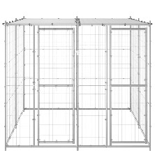 Lauko voljeras šunims su stogu, galvanizuotas plienas, 4,84m²