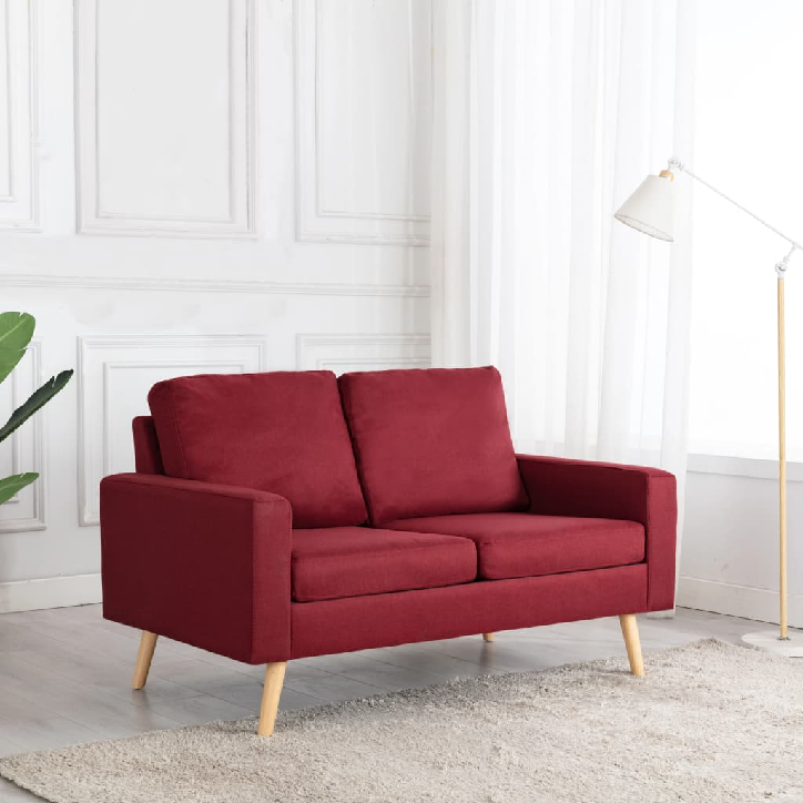 Dvivietė sofa, raudonojo vyno spalvos, audinys