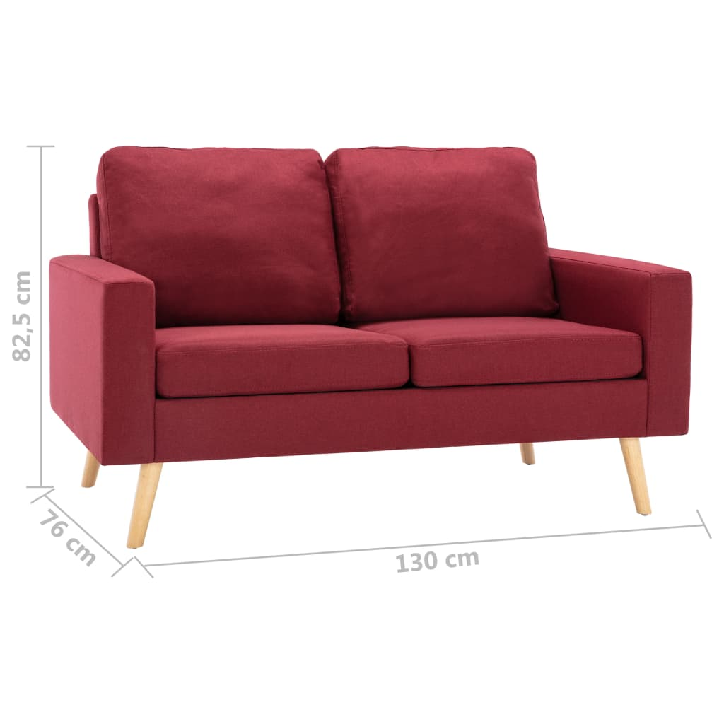 Dvivietė sofa, raudonojo vyno spalvos, audinys