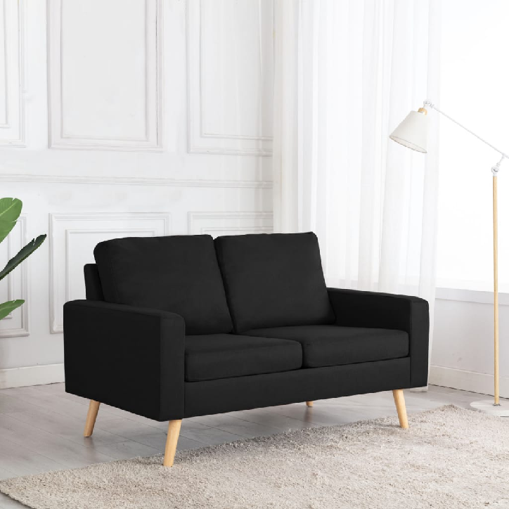 Dvivietė sofa, juodos spalvos, audinys