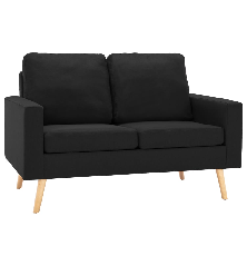 Dvivietė sofa, juodos spalvos, audinys