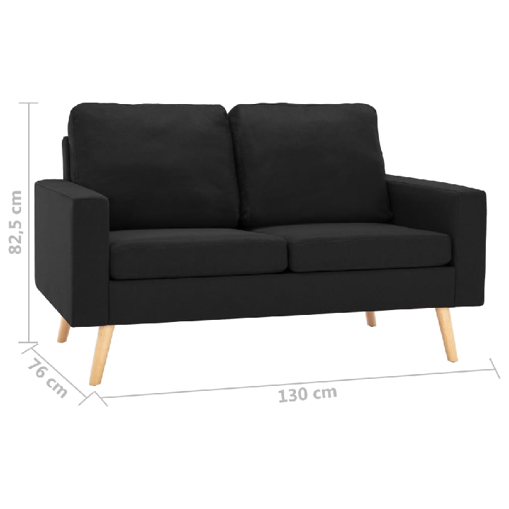 Dvivietė sofa, juodos spalvos, audinys