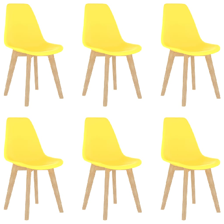 Valgomojo kėdės, 6vnt., geltonos spalvos, plastikas