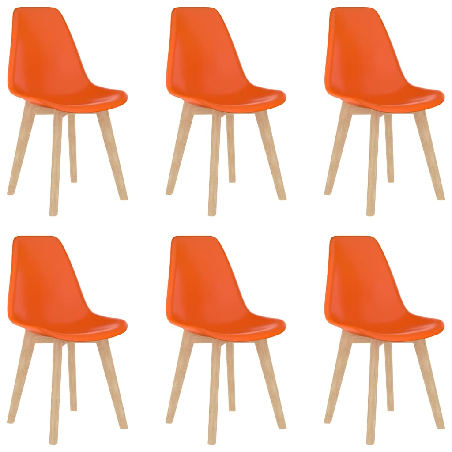 Valgomojo kėdės, 6vnt., oranžinės spalvos, plastikas