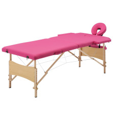 Sulankstomas masažinis stalas, rožinis, mediena, 2 zonų