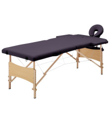 Sulankstomas masažinis stalas, violetinis, mediena, 2 zonų