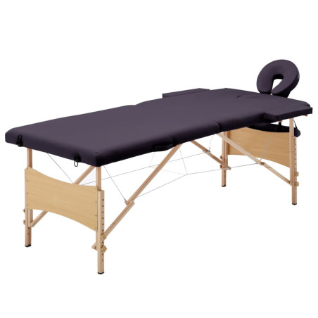Sulankstomas masažinis stalas, violetinis, mediena, 2 zonų