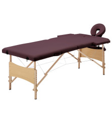 Sulankstomas masažinis stalas, vyno violetinis, mediena, 2 zonų